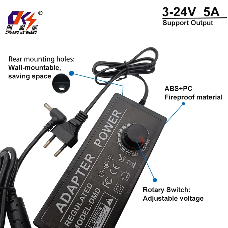 product cks 3 24v 5a adjustable switching power adapter ac to dc adjustable voltage power adapter for router cctv laptop-4