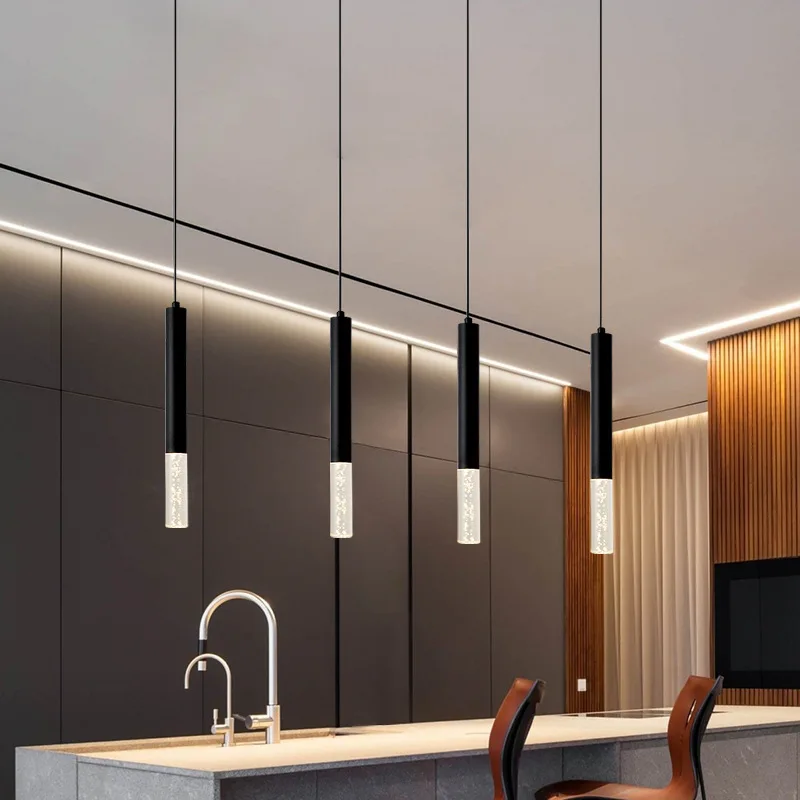 Nordic Modern LED up Down Linear Pendant Light Dining Bar Table Bubble Frosted Aluminum Lighting Hanging Chandelier - Image 3