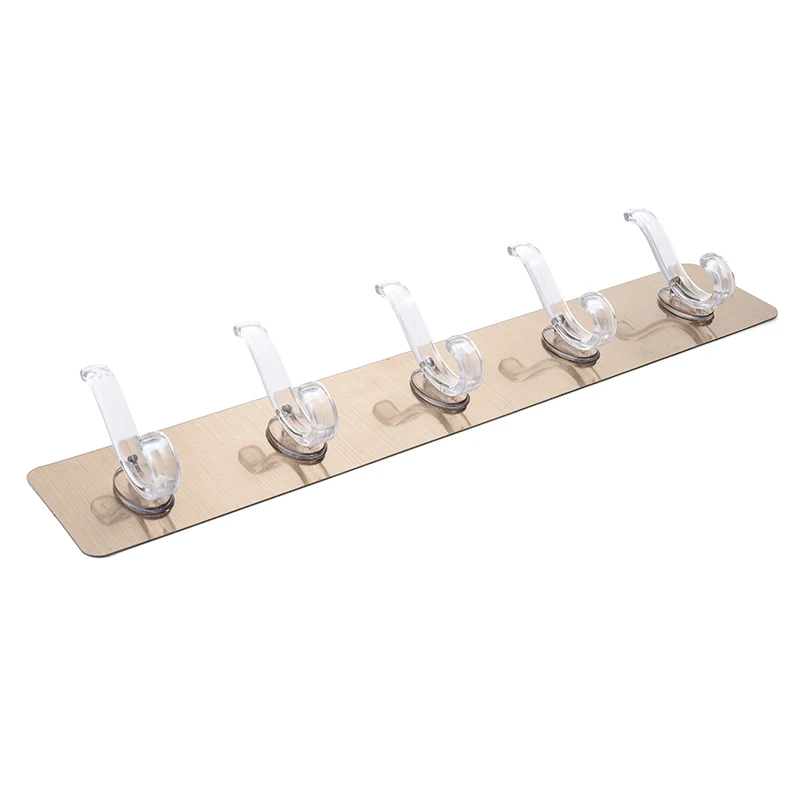 Five Rows Wall Rack Coat Wall Mounted Plastic Hook Rack No Trace Self Adhesive Hook Clothes Hooks