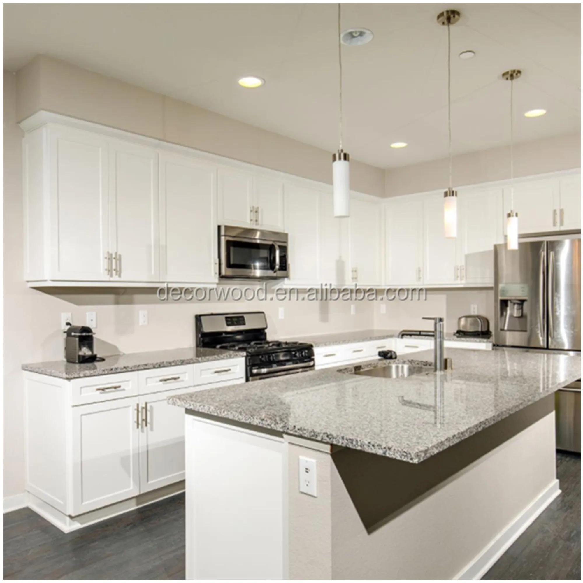 Modern Kitchen with White Granite Counter Top and Cutting Board · Creative  Fabrica