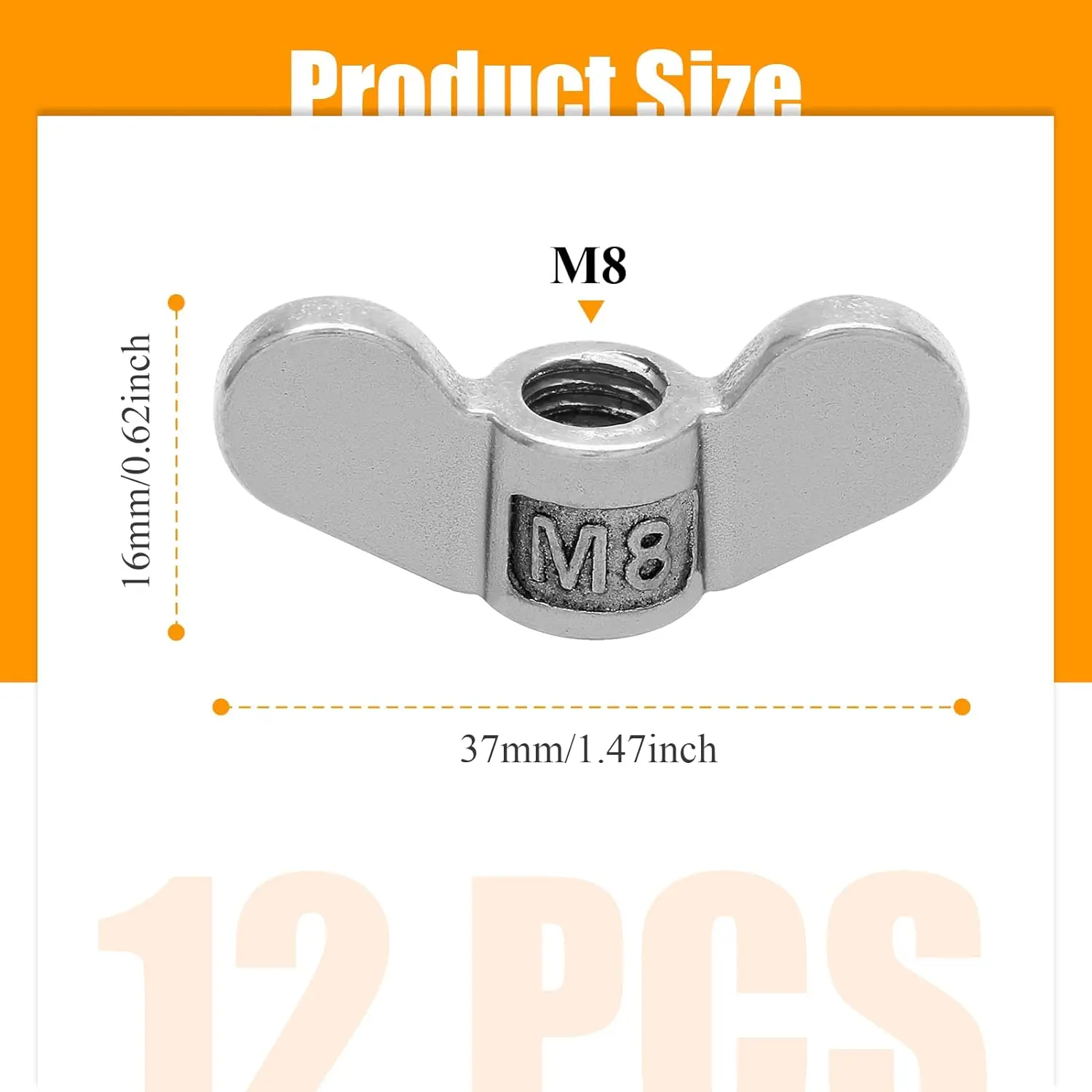 Dadi Ad Ala In Acciaio Inox 304 M8 - Confezione Da 8 Pezzi Per Fai Da Te E Meccanica - Foto 2