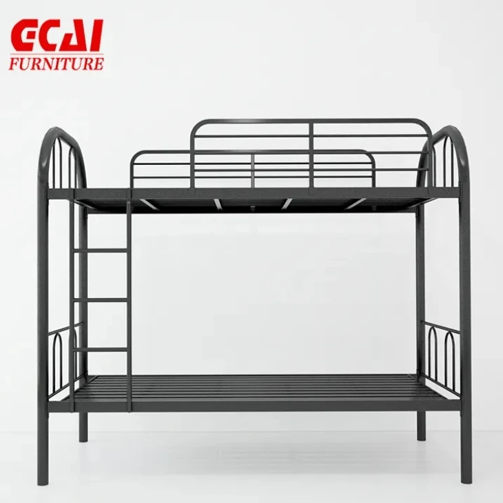 High Quality Traditional Style Black Metal Frame Double Steel Bed Durable Knock Eco-Friendly Bunk Bed for Adult Students School