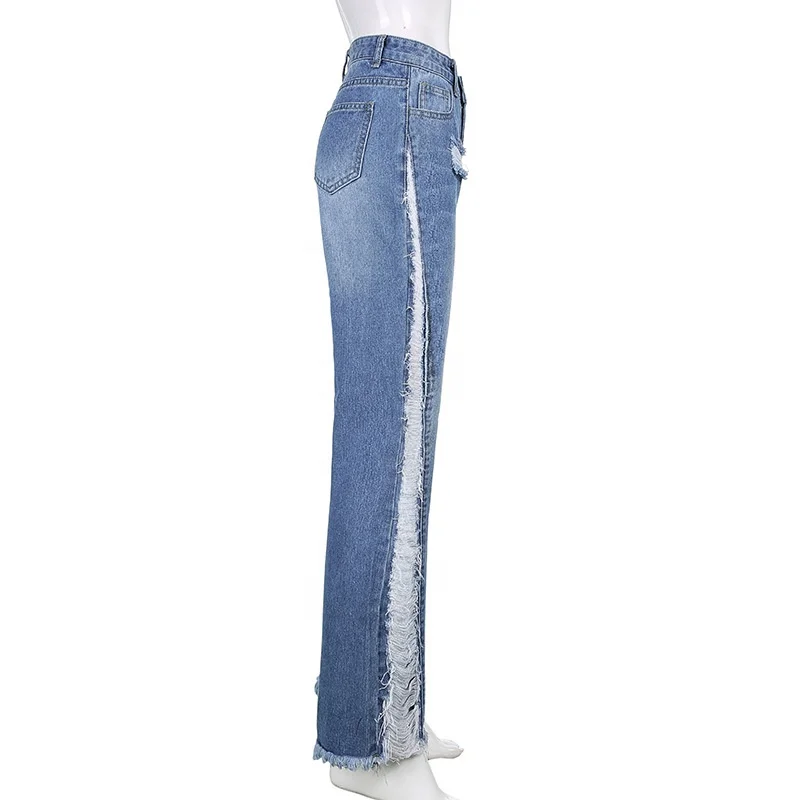 Wholesale ZHEZHE New arrivals bell bottom jeans pants with bandage high  waist flared denim jeans pants women's trousers street wear From  m.