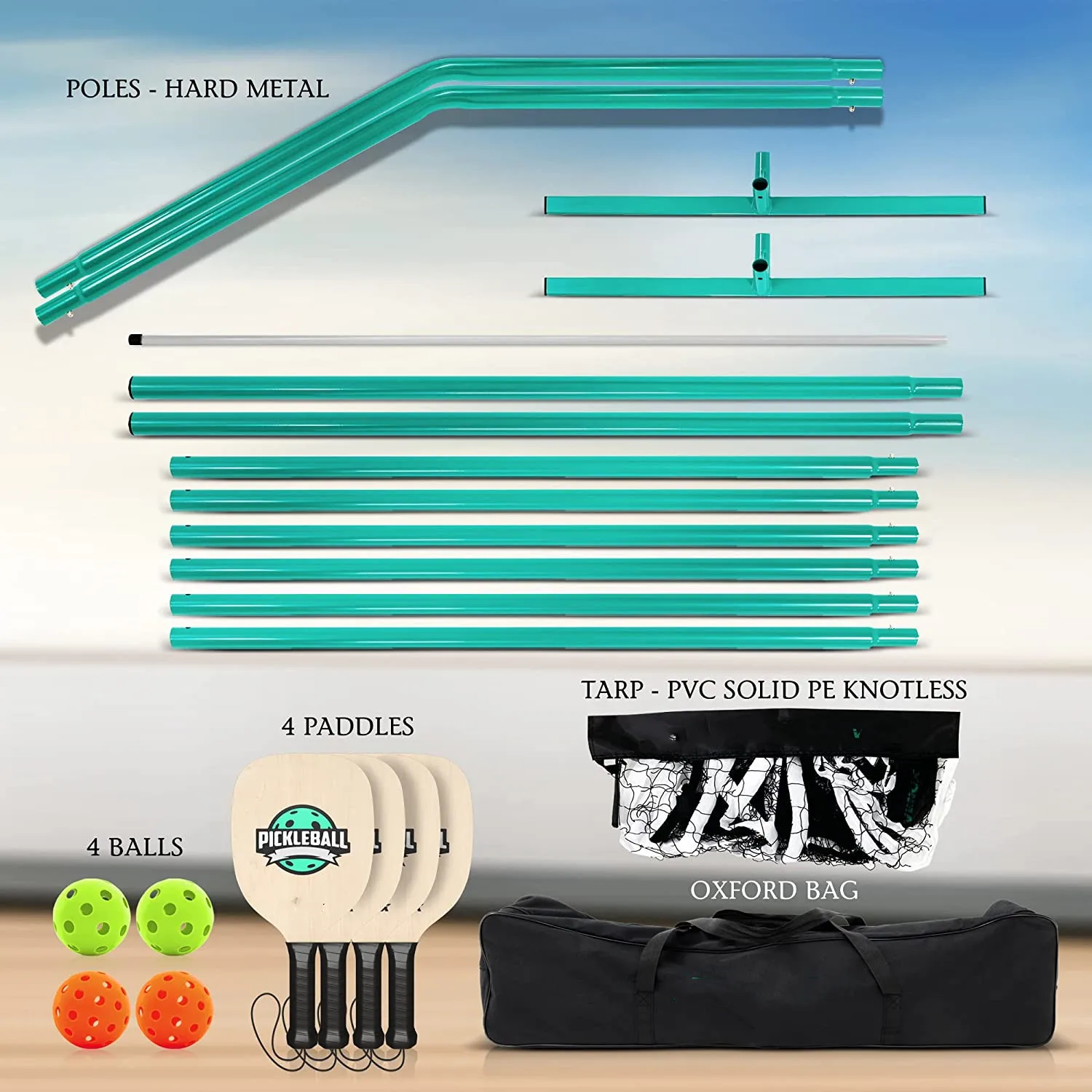 TPNS01B Retractable Pickle Ball Set Net and Tennis Net Set, Portable Pickleball Set With Net