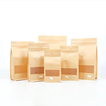 Brown paper bags biodegradable resealable plastic organic stand up kraft bags