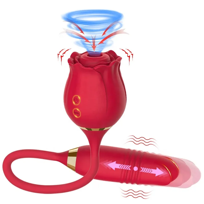 Women Rose Sex Toy, Powerful Clitoral Sucking Black Rose Vibrator, Licking  Tongue Double Sided Rose Shape Vibrator for Couples