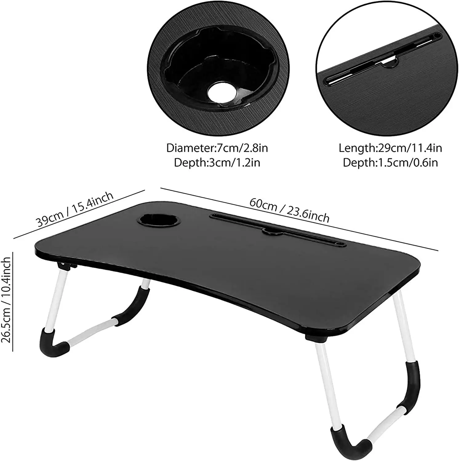 Laptop Desk With Foldable Legs & Cup Slot Portable Laptop Bed Tray Table Notebook Stand Reading