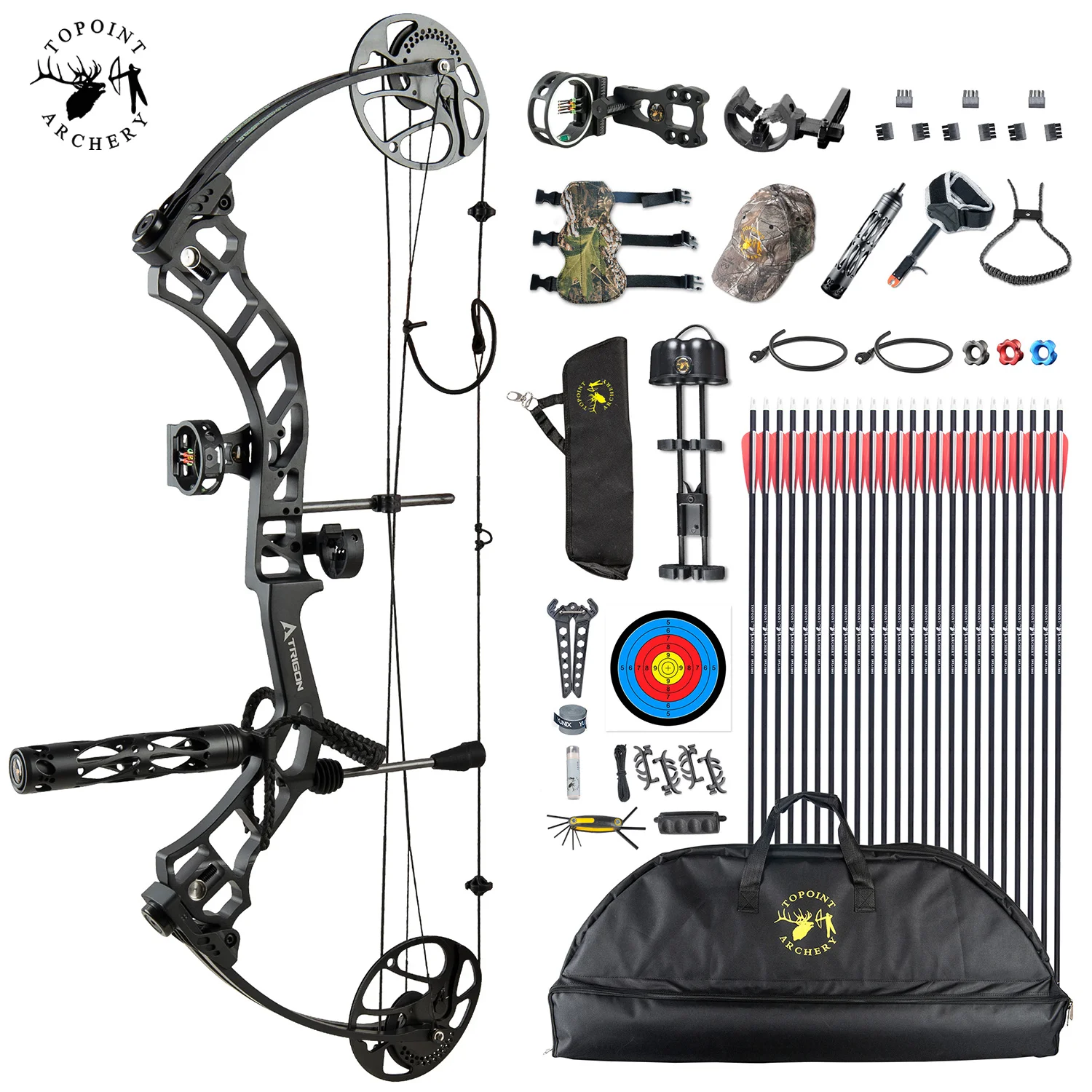 TOPOINT ARCHERYトリゴン化合物弓と矢パッケージCNCフライス加工米国 