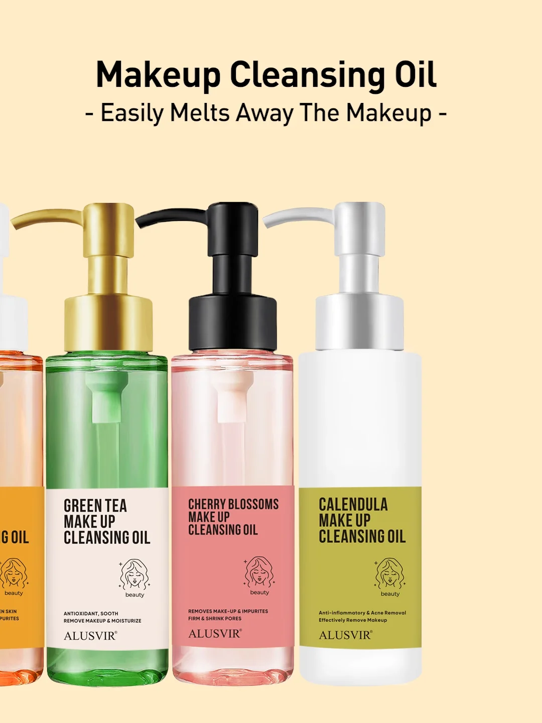 Private Label Organic Liquid Oil Makeup Remover Green Tea Pore Deep Cleansing Face Oil Eye