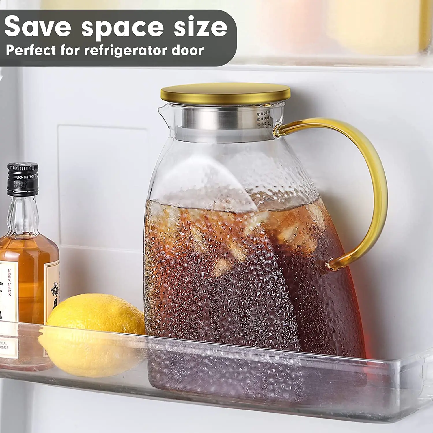 Caraffa In Vetro Borosilicato Buwico - 1 Litro, Coperchio Acciaio | Per Acqua, Tè, Bevande Fredde O Calde - Foto 4