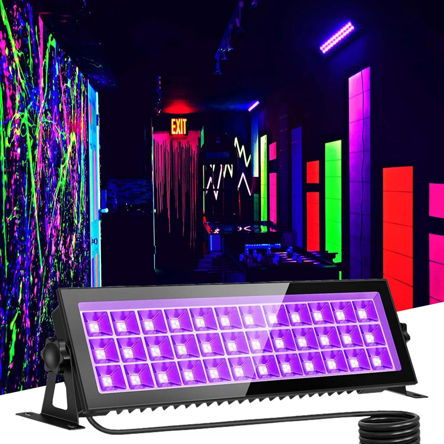 72W LED ultraviolet Bar UV for Neon Glow Party 395nm Blacklight Flood Light for Party Fluorescent Poster Halloween Body Paint_5