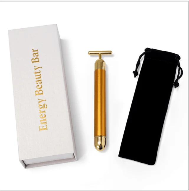 T字型24金純金電動フェイスリフティング振動マッサージエナジーバー