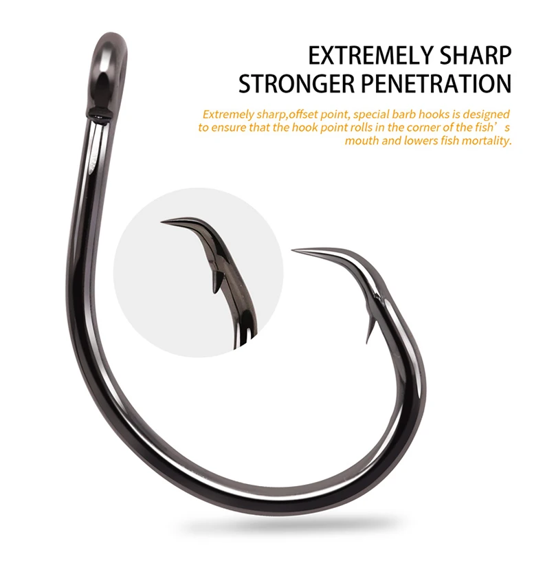 Sea Fishing Hook Offset Inline Circle Fishing Hooks Nickel Multi Sizes