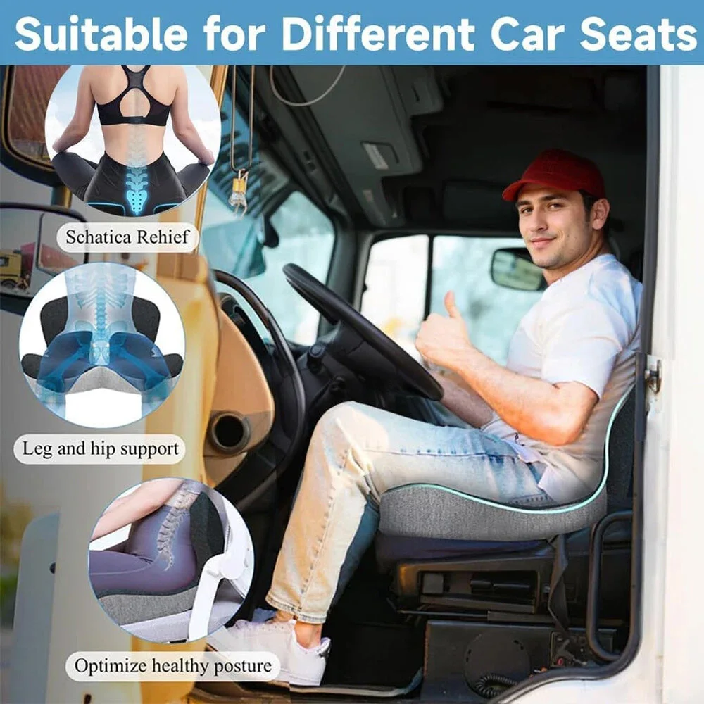 Memory Foam Seat Cushion Office Chair Cushion Sedentary Waist Protector with Posture Correcting Backrest for Children Adults