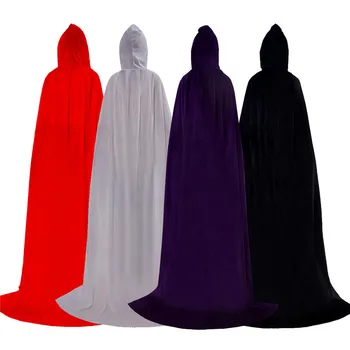 Halloween Cape Pleuche Cloak Cape with Hood Halloween Costume for Witch