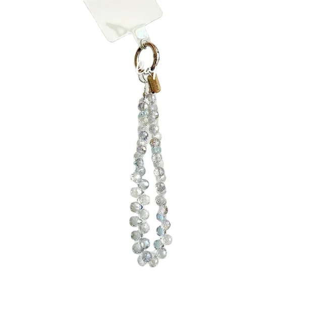 Luxury fashion Laser Transparent Crystal Beads Mobile Phone Chain Pendant Portable Anti-fall Pendant Lanyard Wrist Strap