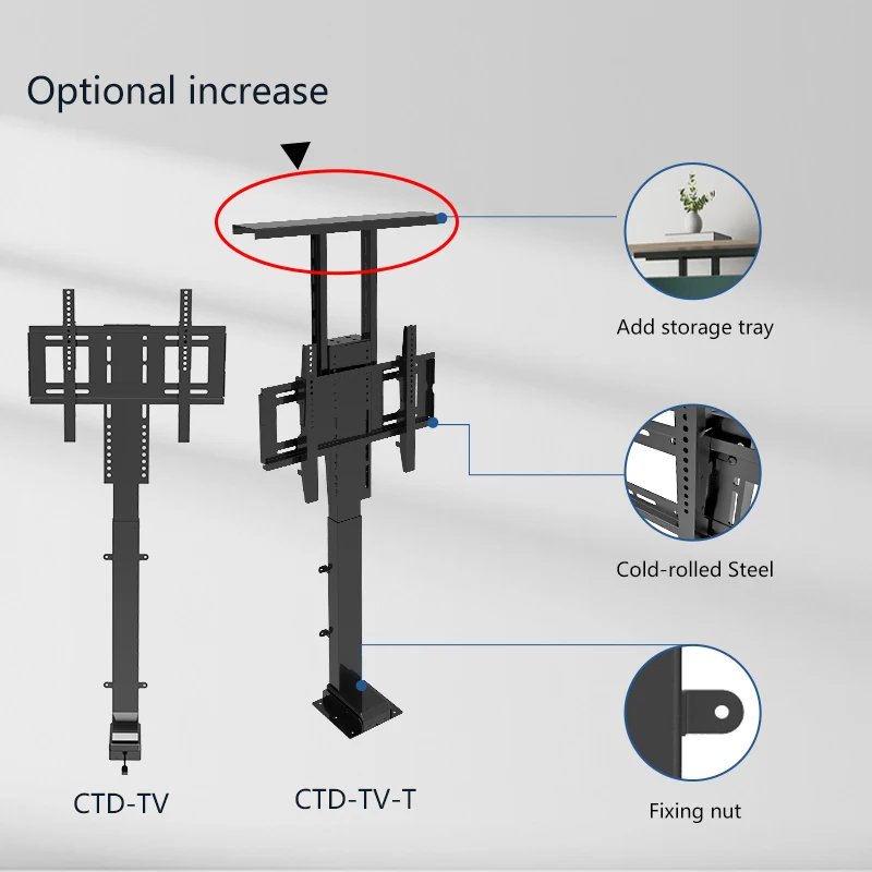 Motorized Remote Control Drop Down TV Lift Automatic System Electric Under Bed TV Lift Stands for 32-70"