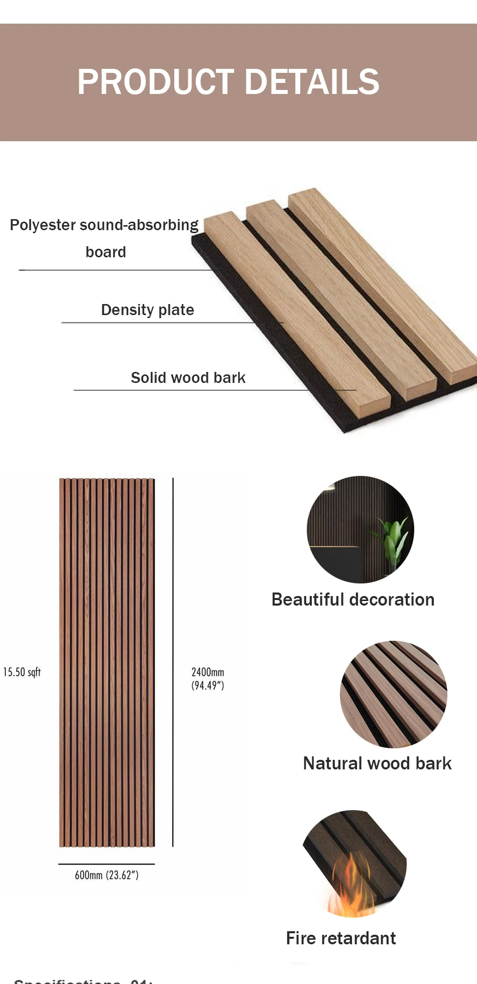 Akupanel Nature Walnut Sound Absorbing Wood Slats Wall Panel Acoustic