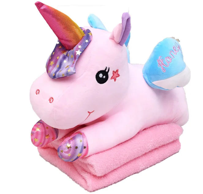 Pillow Blankets for Winter in Stuffed Unicorn Set