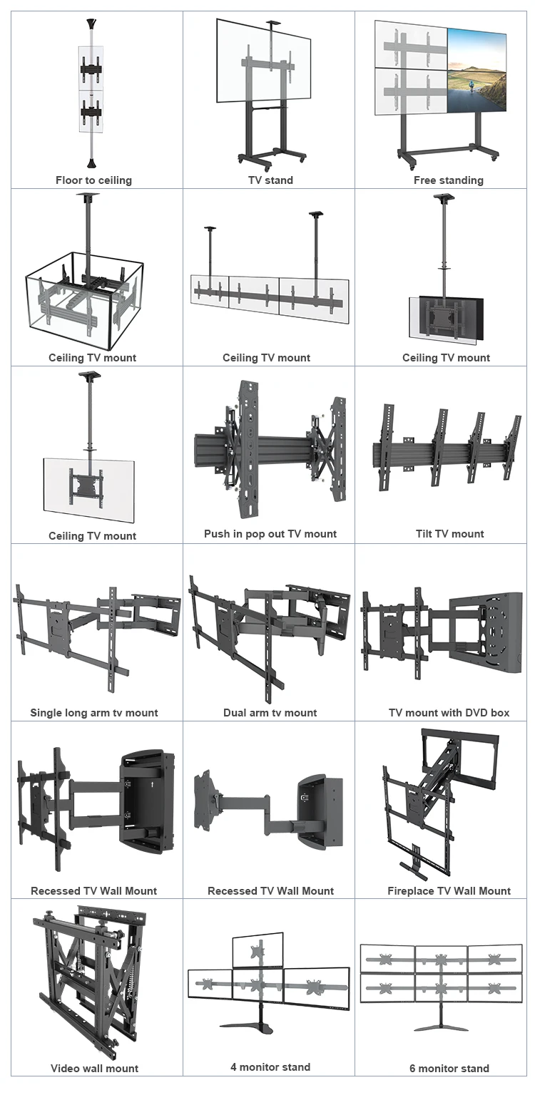 Support 3265inch 2x2 3x2 Quad Screen Tv Stand 4 Tvs Videowall Stand