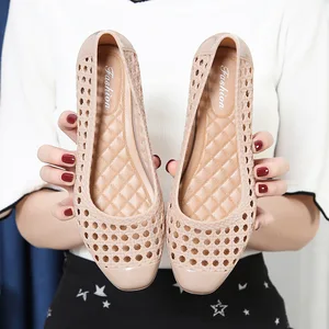 Korean Version Head Sandals Ladies New Fashion Summer Casual PVC Soft Bottom Shallow Mouth Net Red Shoes Wholesale Guangdong