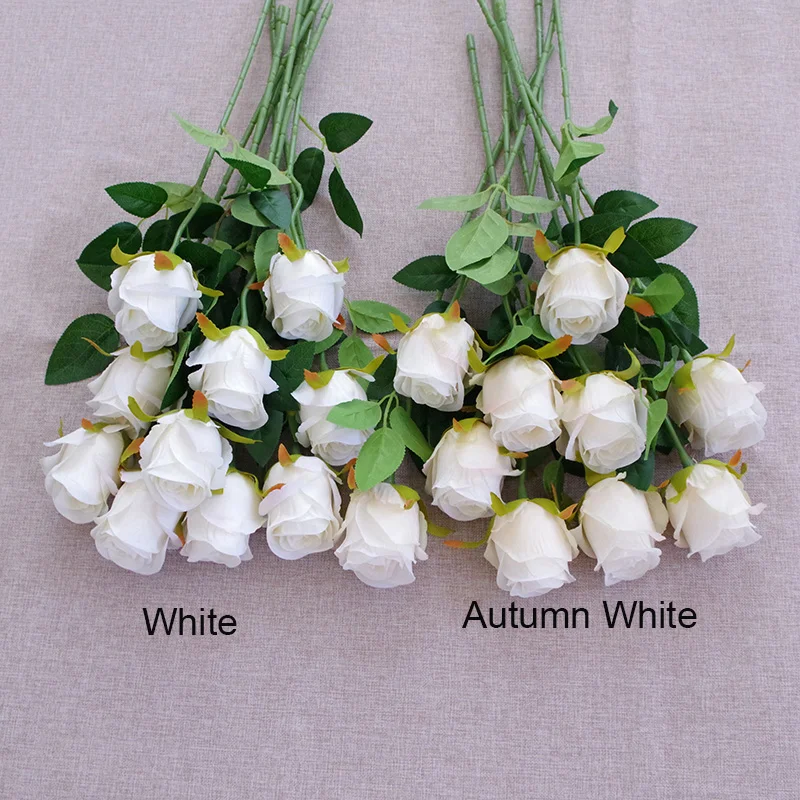Wholesale Silk Flowers Artificial Long Stem White Roses Silk Christmas