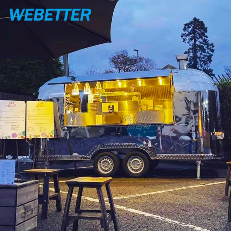 WEBETTER Mobile Mobile Food Trailers Fully Equipped Stainless Steel Mobile Coffee Ice Cream Fast Food Truck With Full Kitchen