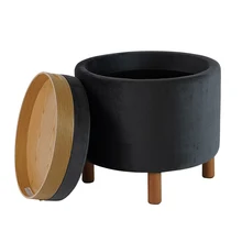 2024 Hot Selling Custom Round Storage Ottoman Footstool Set