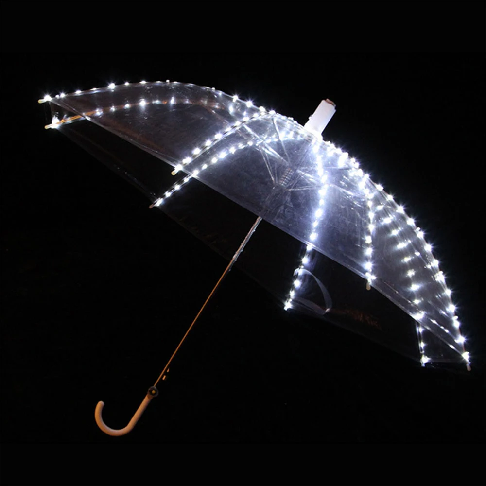 New Invention Custom LED Flying Straight Umbrellas,with Seven Color Advertisement and Transparent Design/