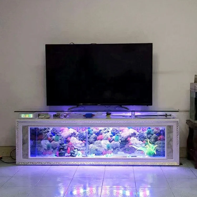 Maßgefertigter Luxus-glastisch Couchtisch Tv-schrank Rechteckiges Aquarium Fischbecken Wohnzimmermöbel Goldfischbecken