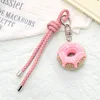 Pink Crochet doughnut keychain