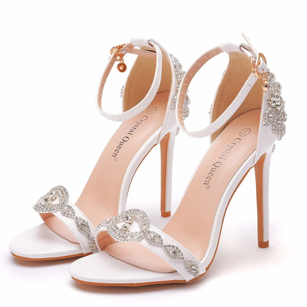 9.5cm One-line Strap Bridal Stiletto Heels White High Heel Sandals ...