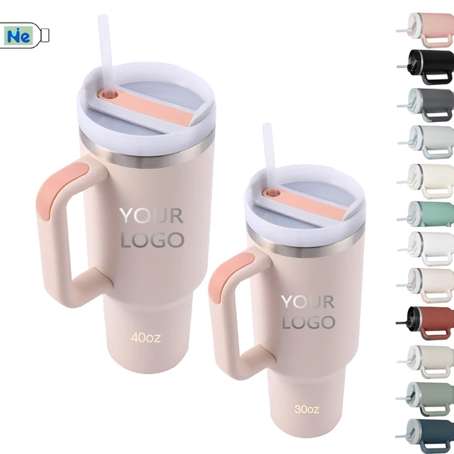 New Large 30oz 40oz Tumbler with Handle and Straw Stainless Steel 304 Tumbler for Party and Travel