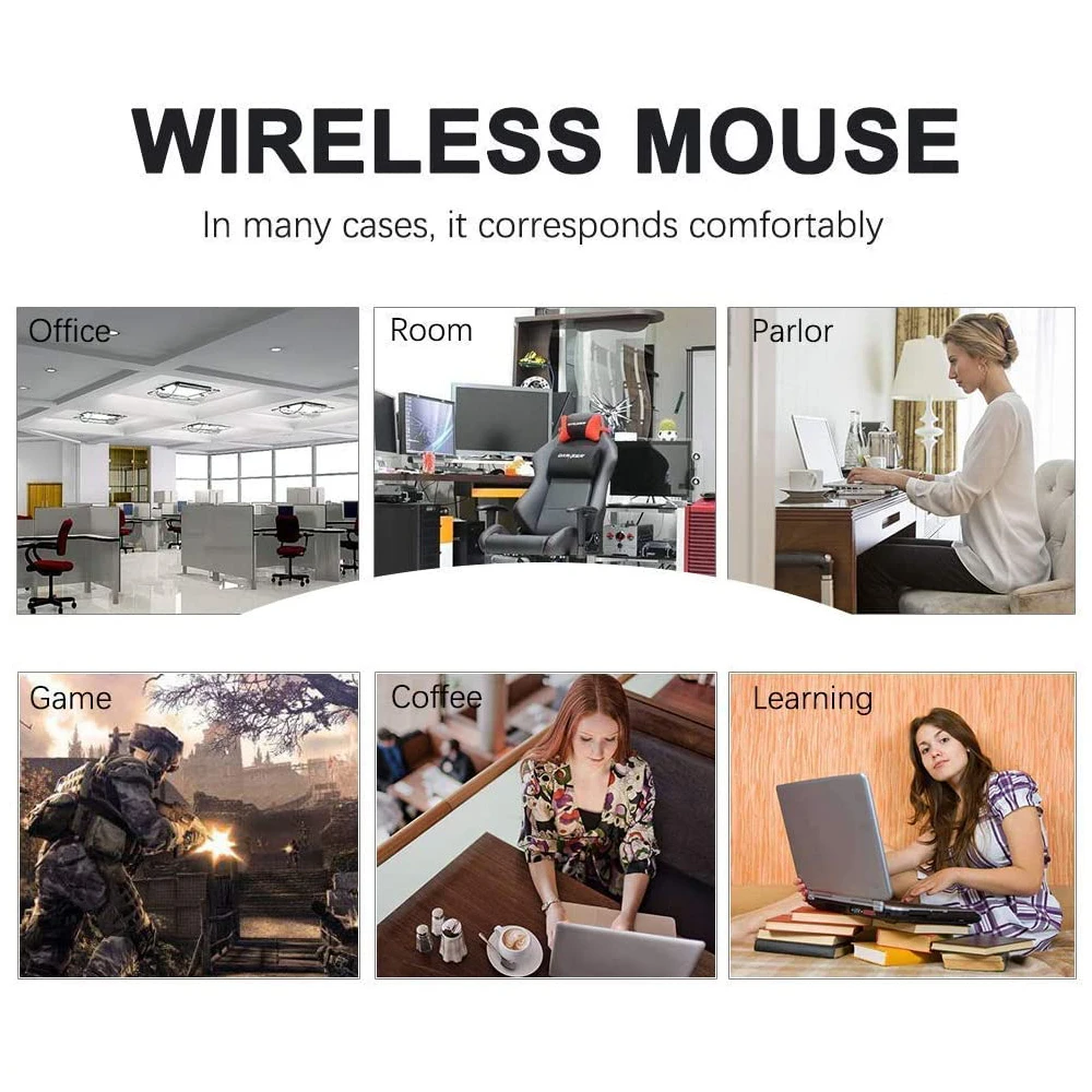 Wireless Mouse Smooth Optical Gaming Mouse Mini Ultra Slim Wireless Usb Receiver Changeable 1600DPI