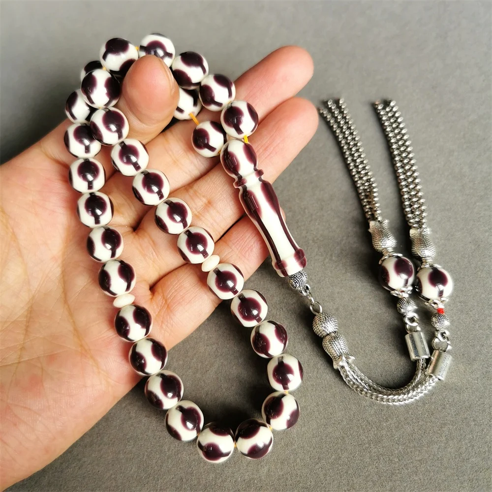 Tasbih Pure White Shell Muslim Rosary Beads - 10mm X 33 Beads, Turkish Prayer Beads For Meditation - View #2