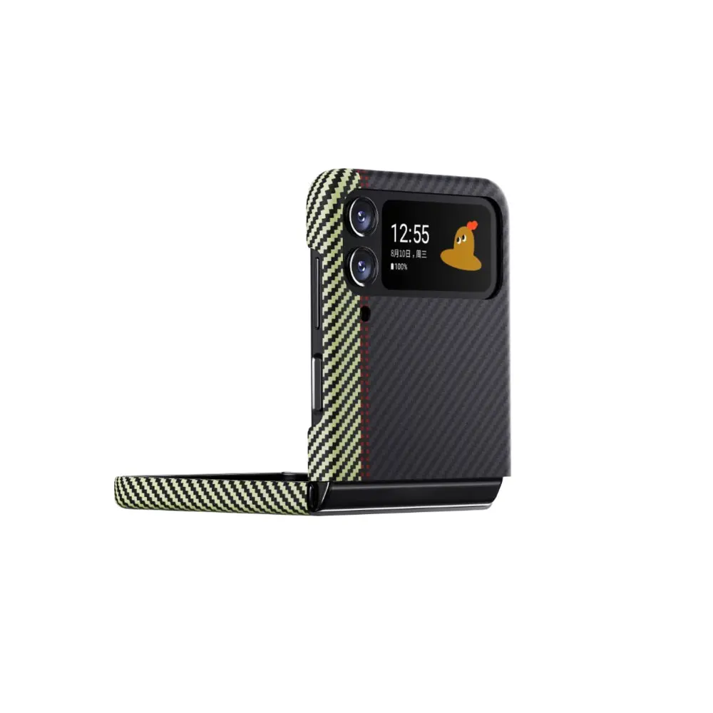 Carbon Fiber Phone Case For Samsung Galaxy Z Flip5 Flip4 Flip3 5G Flip Plain Cover Business Anti Fall Drop SJK487 Laudtec supplier