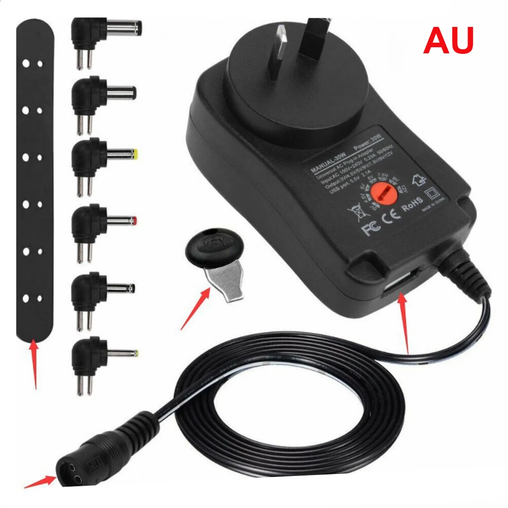 30W Multifunctional Power Adapter 3-12V Adjustable Voltage Power Supply for Monitoring, Routers, Electronic Toys, and more manufacture