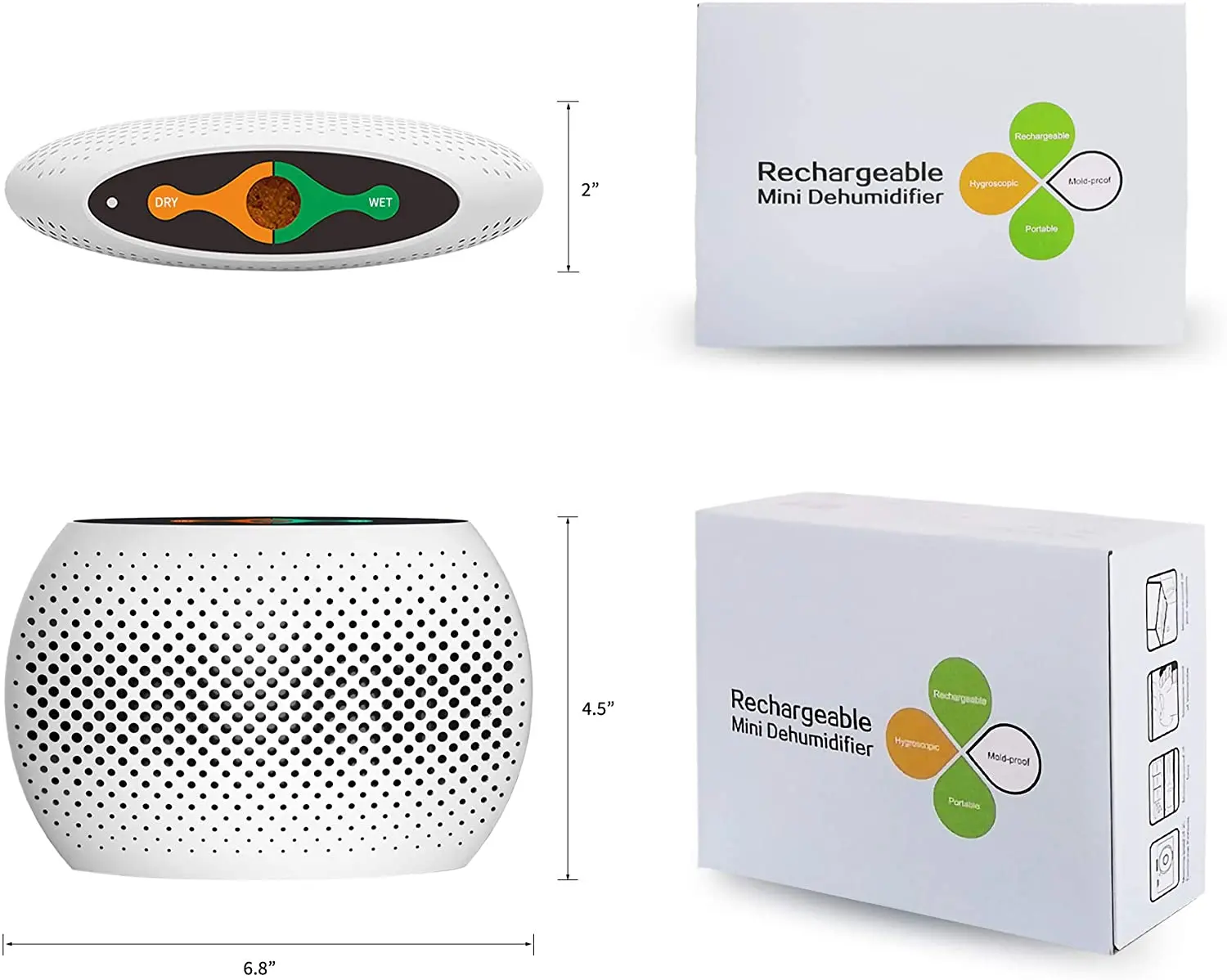 Rechargeable Mini Dehumidifier Silicone Gel Air Desiccant Dehumidifier for Home Car