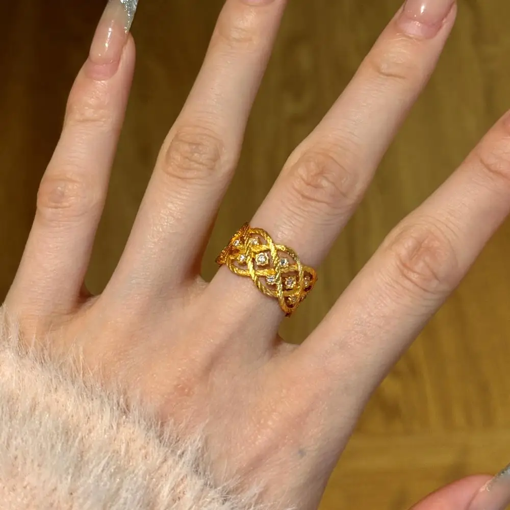 KAKODIY Chunky Luxury Women's 22K Gold Plated Ring Jewelry Engagement 925 Sterling Silver Ring detail 10