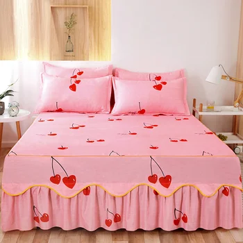 bedskirts set with Lace Matching Bed Skirt Bedspread on Bed Case Style