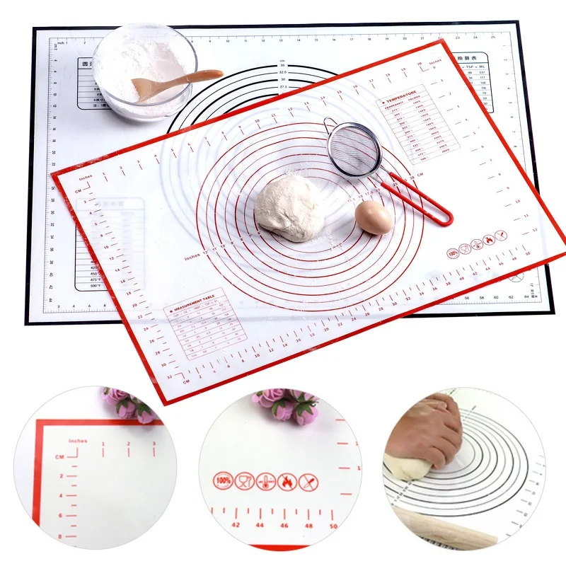 Thick Silicone Pastry Mat with Measurement 60 × 40 cm Large Baking Mat Sheet, 