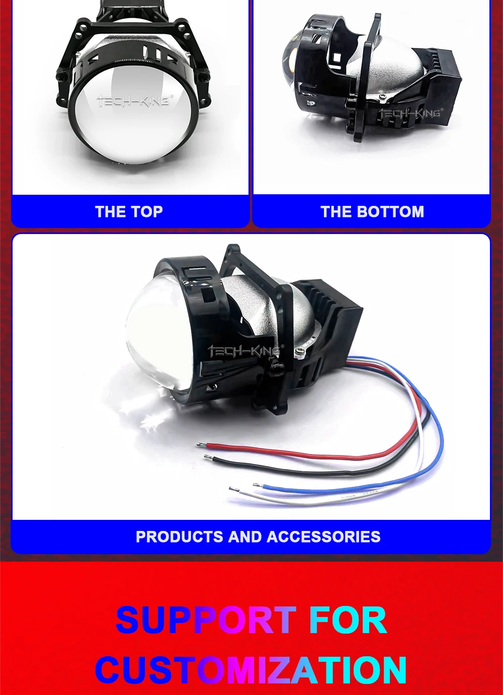 Car vw polo projector headlight 3 inches near and far light 140w 6000K car 12V led lens double light cup Projector headlights