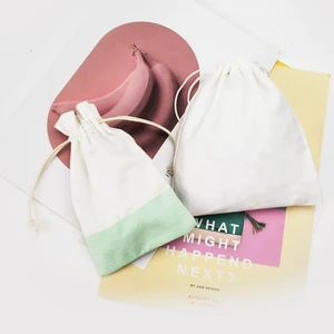 Custom Logo Printed Dust Proof Canvas Drawstring Pouch Blank Packing Bags for Wedding Party Home Promotion Promotional Bags