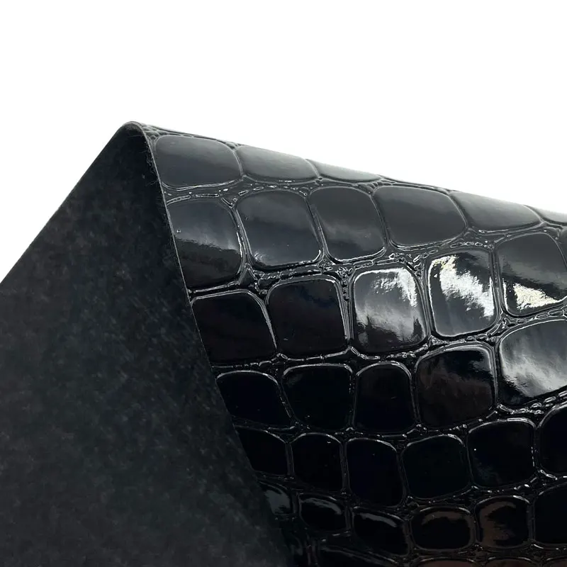 Crocodile Pattern Embossed Reflective Glossy PVC Leather Faux Synthetic Artificial Alligator Two Tone Shiny for Furniture