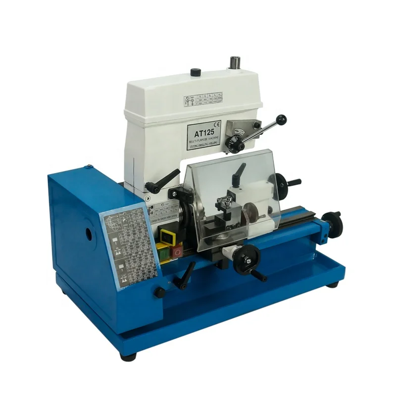 AT125 Micro Multifunctional Lathe Bench Drilling Milling Machine Tool Hot Sale Household for Wood Plastic Soft Metal Working