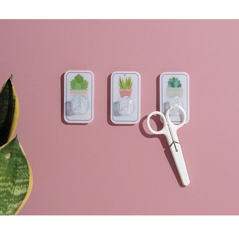 Creative new plant pattern adhesive novelty hooks no punch sticky novelty hooks Kitchen wall tile strong paste no trace novelty hooks manufacture