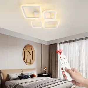 JACKSUN Home Indoor 4 Heads Petal Three Colors Adjustment Infrared Remote Control LED Petal Ceiling Light for Living Room