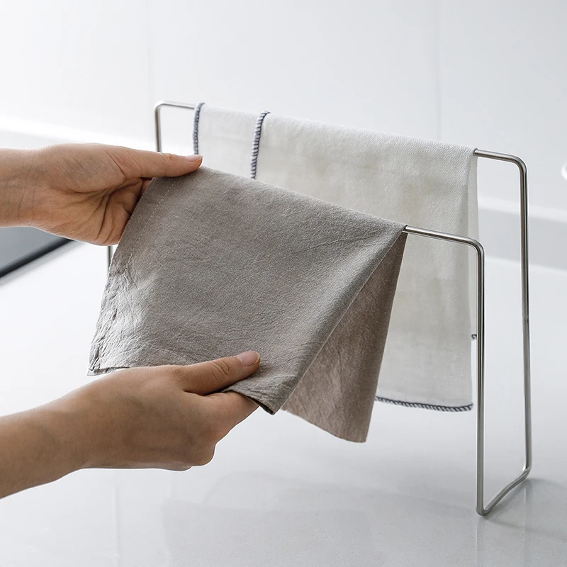 SHIMOYAMA Stainless Steel Standing Type Kitchen Countertop Dish Cloth  Drying Rack Convenient Dishcloth Holder Rack