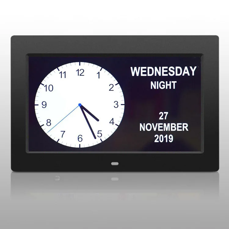 Table Clock 7 Inch Digital Calendar Day Date Week Alarm Reminder Clock for Dementia Elderly Low Vison Impirement