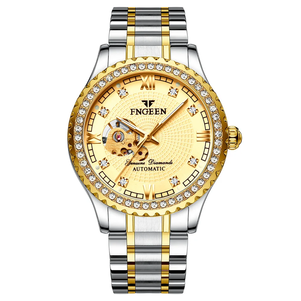Golden Luminous Skeleton Men's Automatic Watch